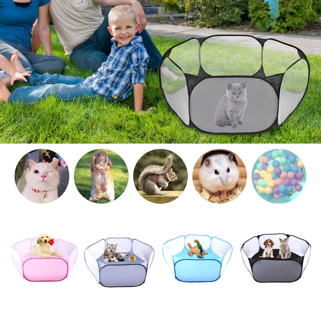 Folding Pet Tent Breathable Cage Tent Kennel Rabbit Hideout Animal AntiBedding for Chinchilla Outdoor Yard