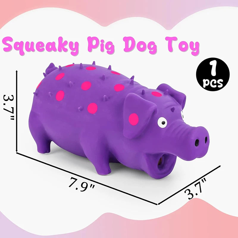 Squeaky Pig Dog Toys Dots Latex Dog Chew Toys with a Oinks Sound Durable Squeaker Grunting Pig Dog Squeeze Toy