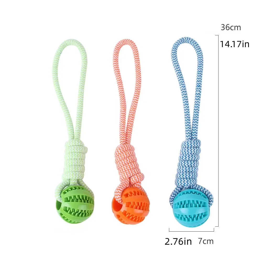 Dog toys, hand pull food leakage ball, teeth grinding, bite resistant cotton rope, interactive pet teeth cleaning toys