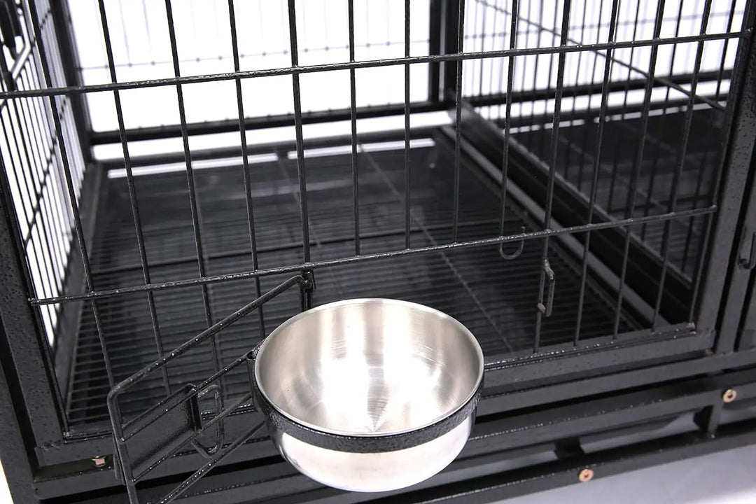 43 inch Dog Crate Cage Kennel with Divider, Indestructible Dog Crate, Sturdy Design, Double Door and Removable Tray De