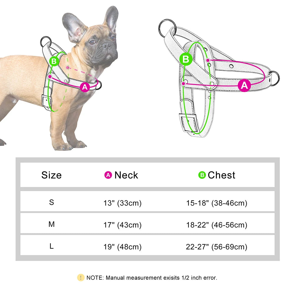 Leather No Pull Dog Harness Small Medium Large Dog Harness Soft Padded Pet Pitbull Vest Durable Adjustable for Dogs Pug Pitbull