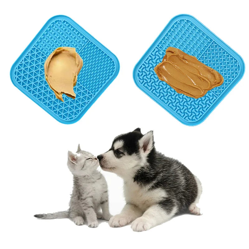 Silicone Dog Lick Pad Mat For Pet Dogs Cats Slow Food Bowls With suction cup Feeding Food Bowl Dog Slow Feeders Treat Dispensing