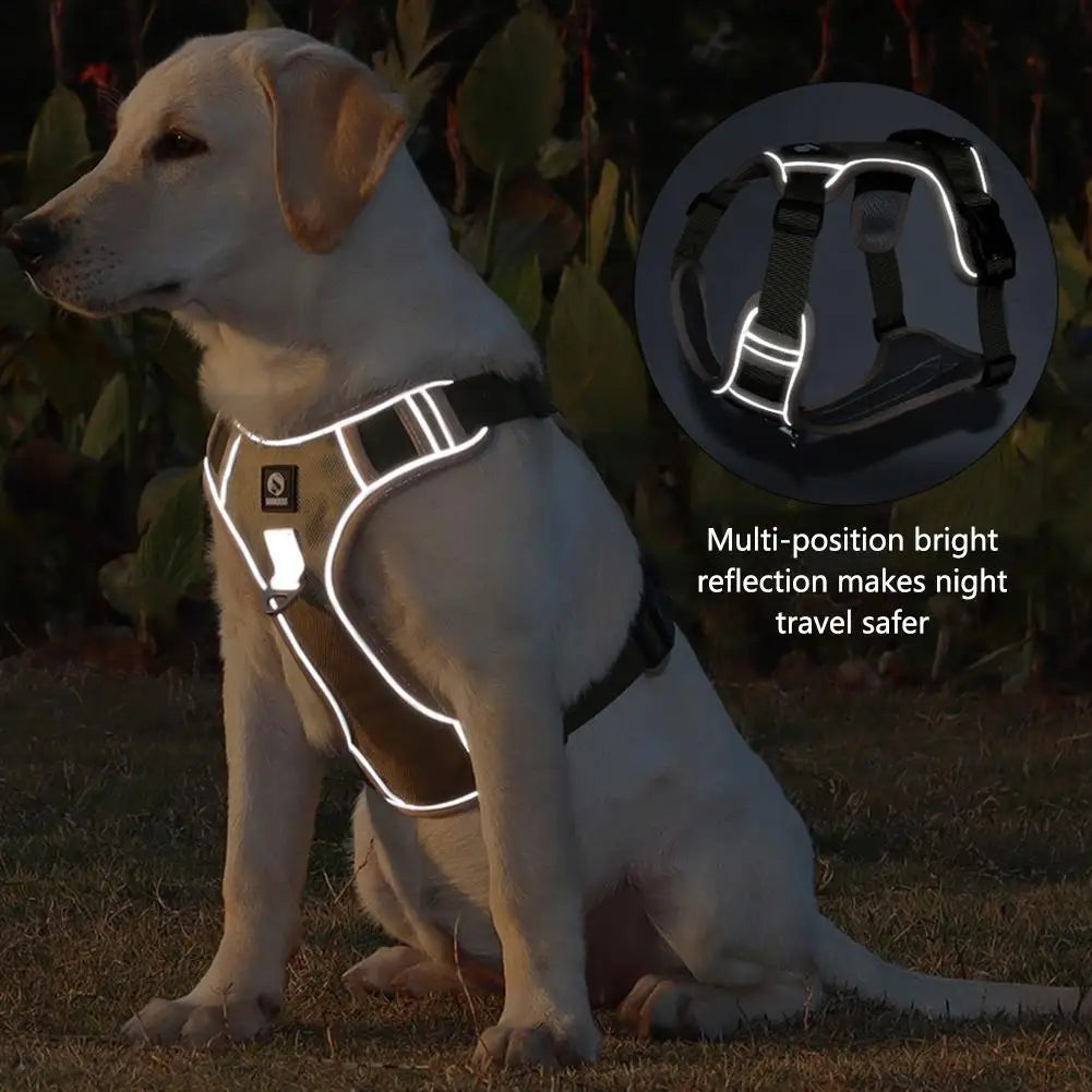 Medium Large Dog Harnesses Collar Labrador Army Reflective Adjustable Harness Oxford Cloth Pet Vest Training Hound Walk the Dog