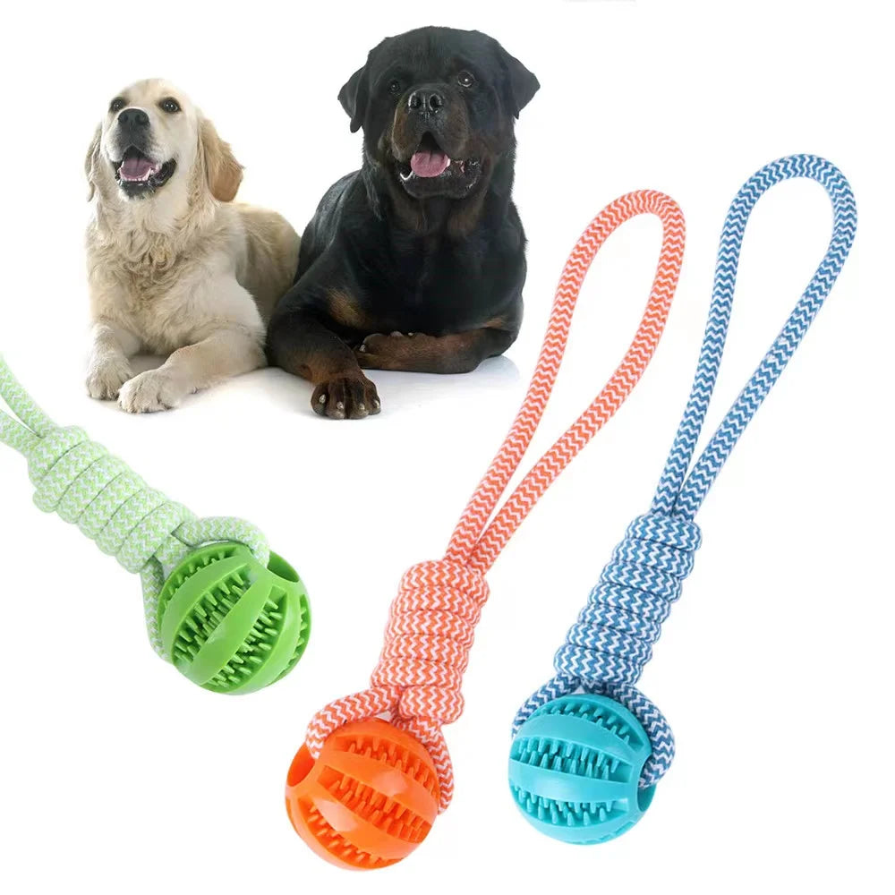 Dog toys, hand pull food leakage ball, teeth grinding, bite resistant cotton rope, interactive pet teeth cleaning toys