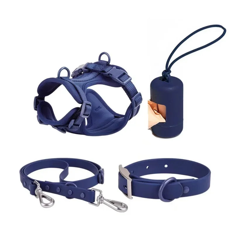 Dog Walking Set New Anti Bite Chest Strap Traction Rope Garbage Bags Box Dogs Chest Harnesses Collar Walking Dog Four Piece Set