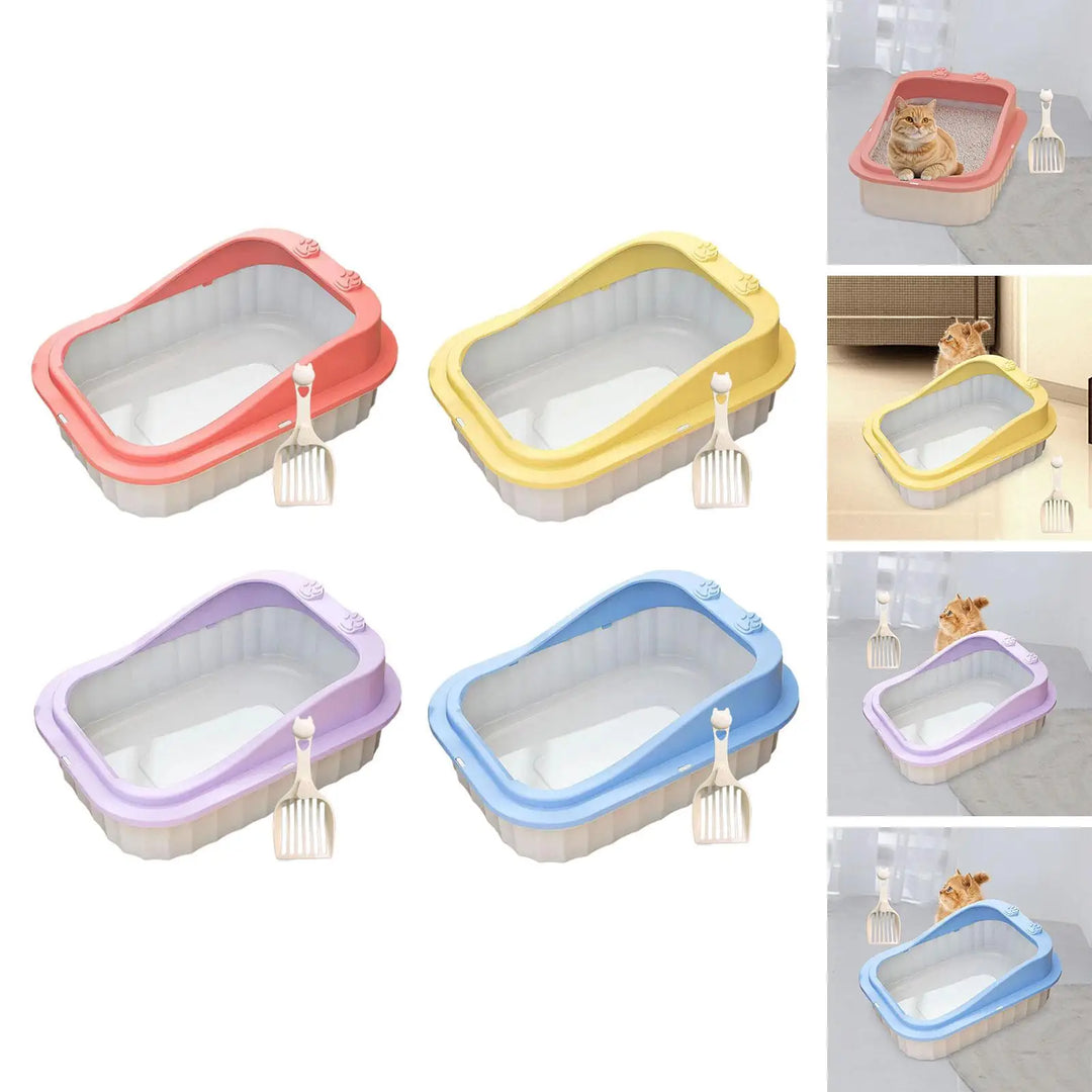 Cat Litter Box for Indoor Cats Cat Bedpan Cat Litter Toilet Easy to Clean Kitten Potty Toilet for Small Medium Large Cats