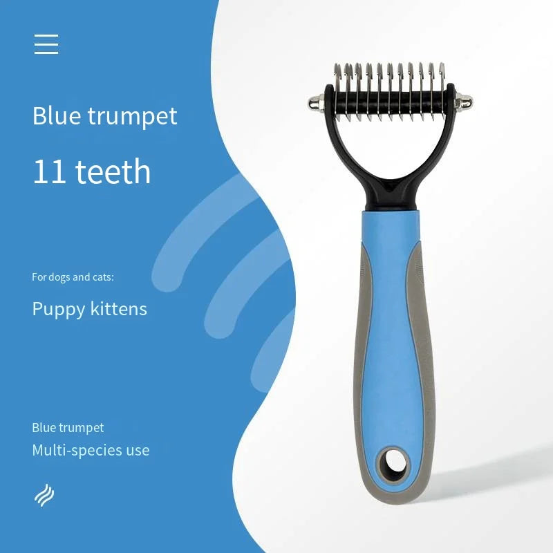 Pet cats and dogs universal stainless steel double-sided open knot comb cleaning comb hair remover beauty comb hair knife