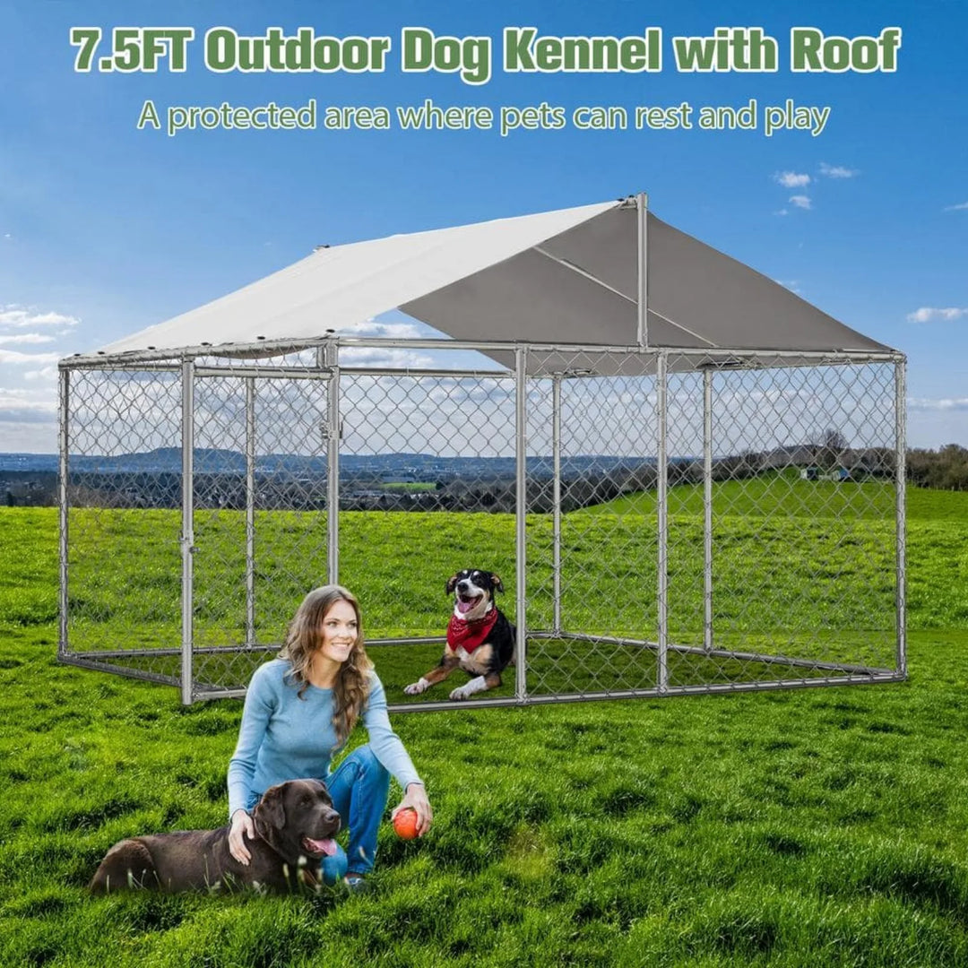 US 7.5 ft. x 7.5 ft. Outdoor Large Dog Kennel Heavy-Duty Pet Playpen Poultry Cage Dog Exercise Pen