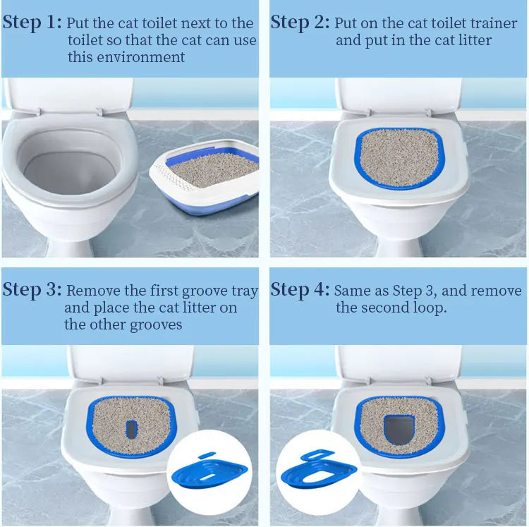 2023 Toilet Pet Upgrade Cat Toilet Trainer Reusable Training Toilet for Cats Training Set Cat Litter Box Mat Toilet Accessaries