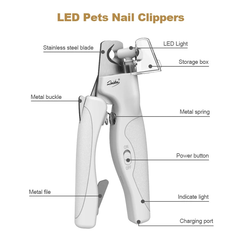 LAIKA LED Pet Nail Clippers Professional Cats Claw Blood Line Scissors Dog Nail Trimmer Grooming Cutter for Animals Pet Supply