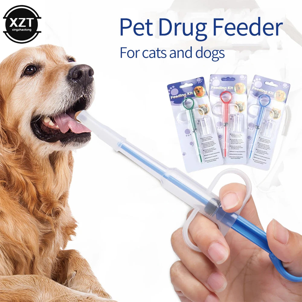 Pet Medicine Syringe Tablet Pill Gun Pills Capsule Push Dispenser Medicine Water Milk Injection Needle Dog Cat Puppy Feeder Kit