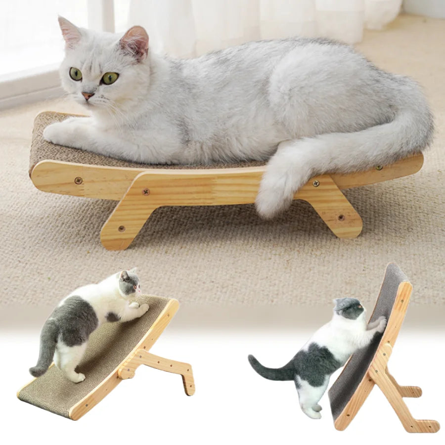 Wooden Cat Scratcher, Cat Scratch Board Bed, 5 in 1 Scratching Pad, Pet Toys, Grinding Nail Scraper Mat, Training Claw