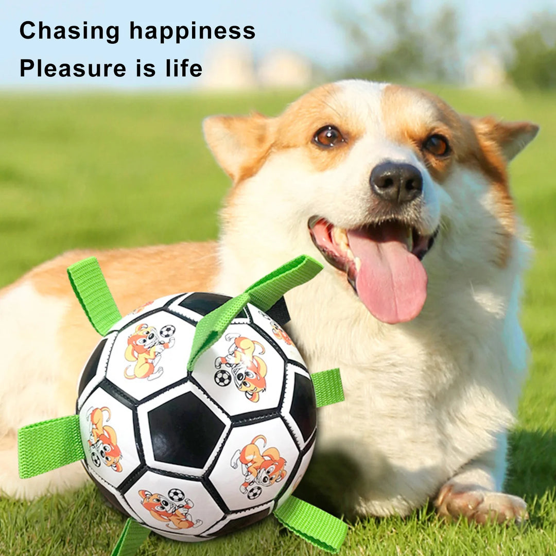 Dog Soccer Ball with Straps Interactive Dog balls Molar Relieve Boredom Dog Toys for Tug Games Fetch Dog Ball Outdoor Garden Toy