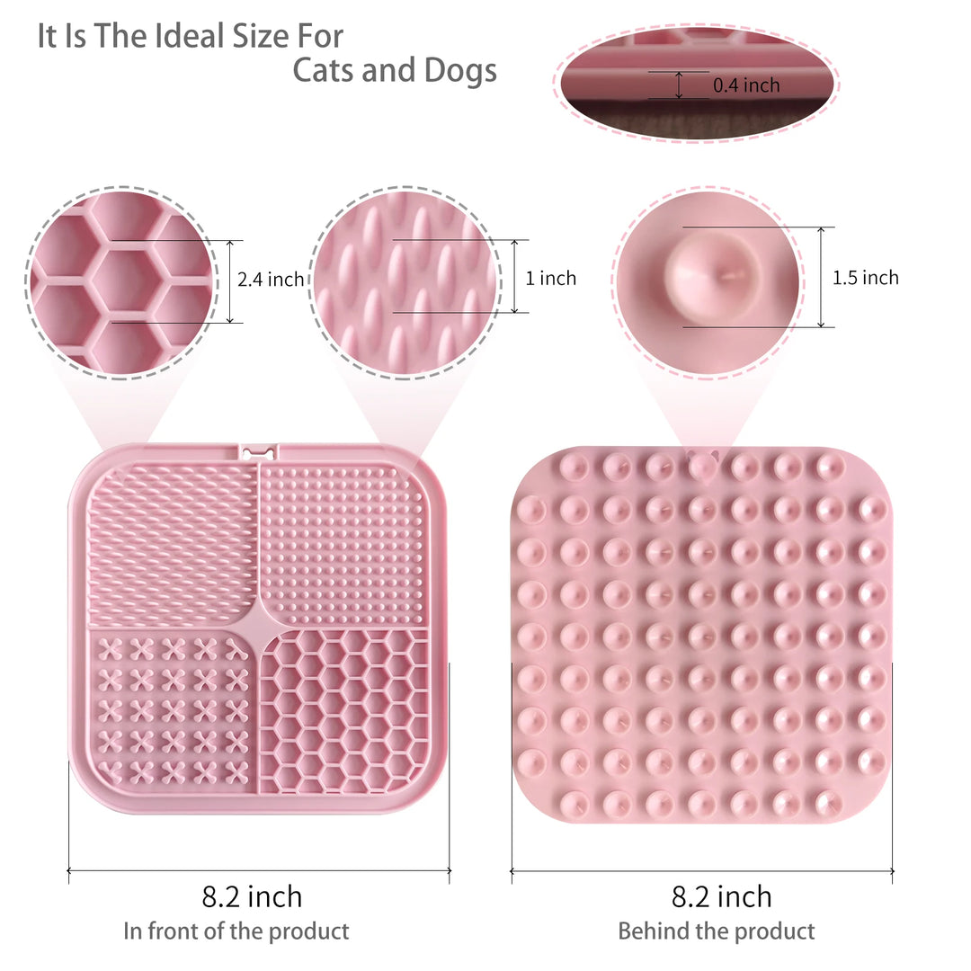 Poursweet Dog Lick Mat with Suction Cups Slow Feeders Licking Pet Anxiety Relief Cat Training for Food, Yogurt, Peanut Butter