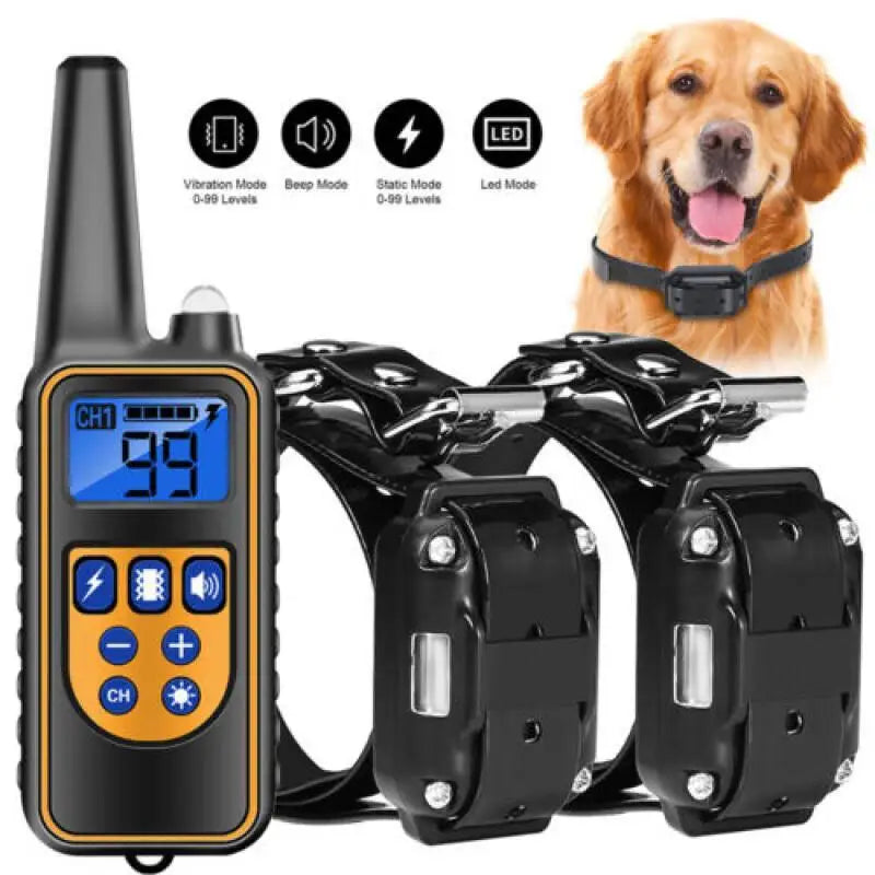 Electric Dog Training Collar Waterproof Pet Remote Control Rechargeable 800m Training Dogs Collars Anti Barking Device Teaching