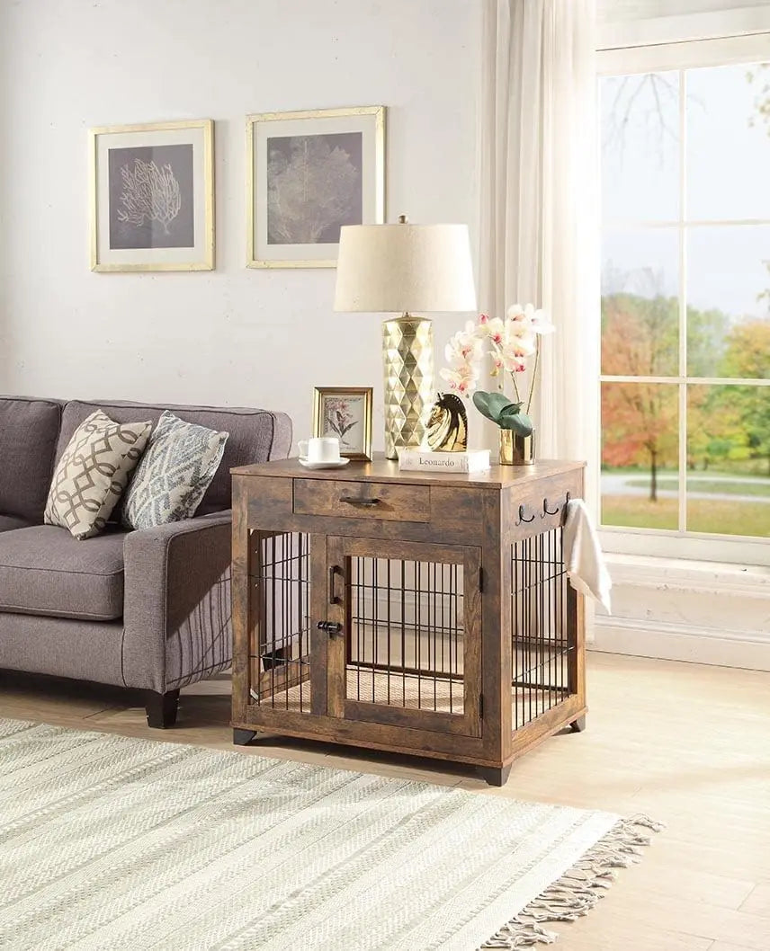 Furniture Style Dog Crate for Medium Dogs, Indoor Aesthetic Puppy Kennel, Modern Decorative Wood Wire Pet House Dog Cage