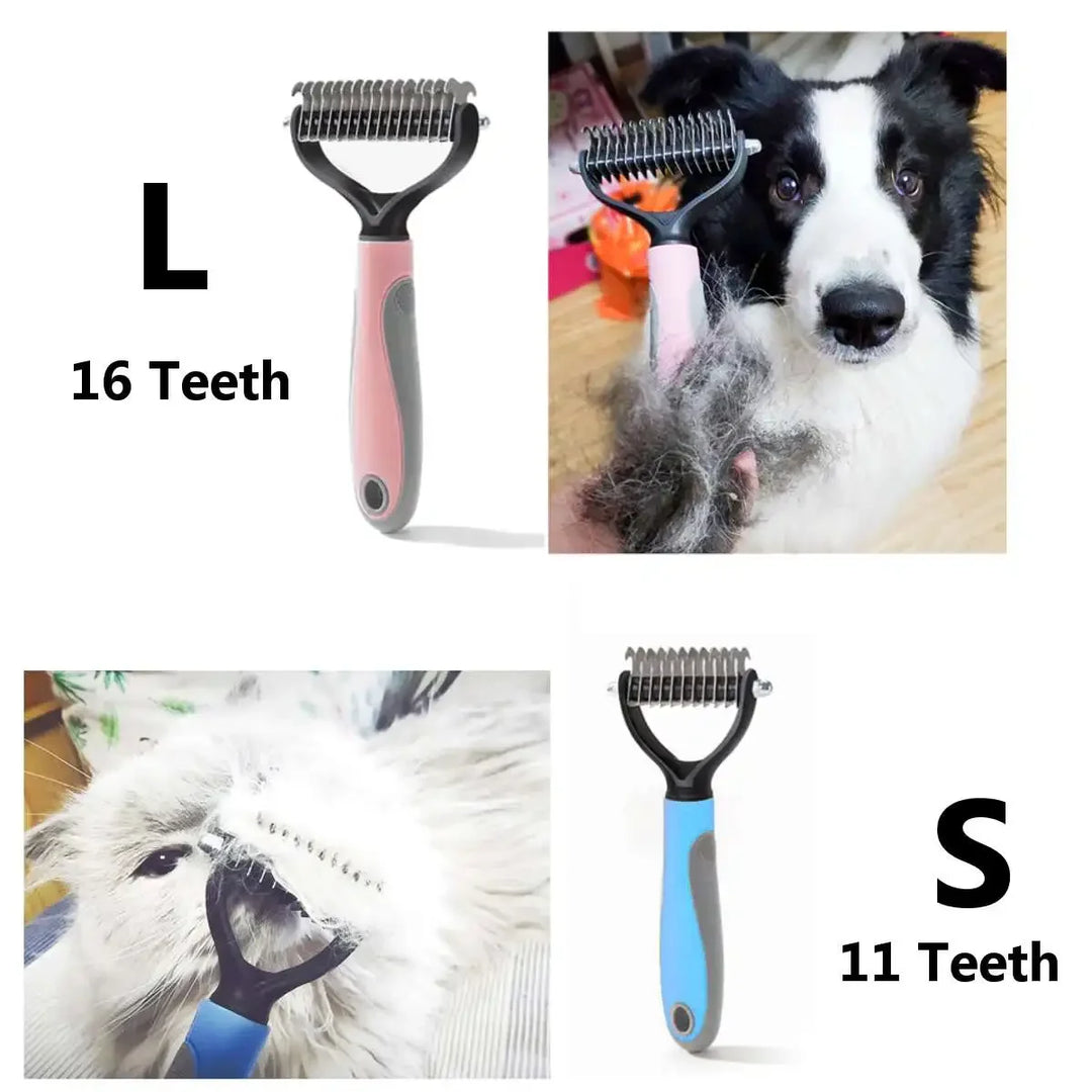 Pet Grooming Brush 11/16 teeth Double Sided Shedding and Dematting Undercoat Rake Comb for Dogs and Cats Pet Grooming Tool