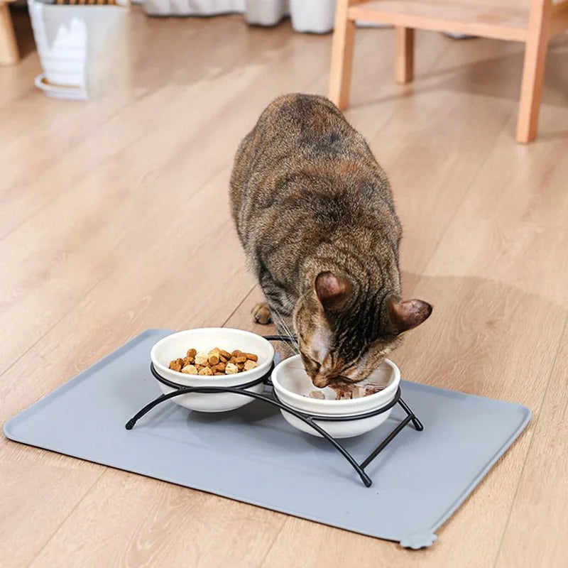 Dog Food Mat Silicone Waterproof Dog Cat Food Tray Non Slip Pet Bowl Mats Placemat Suitable for Most Small and Medium-Sized Pets