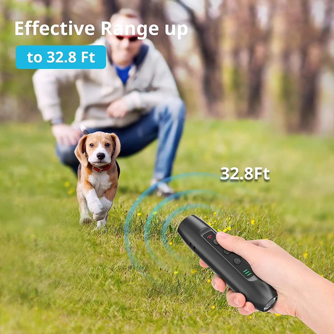 Ultrasonic Dog Repeller Pet Trainer Anti Barking Stop Bark Training Device with 3W Flashlight Rrechargeable Dog Bark Deterrent