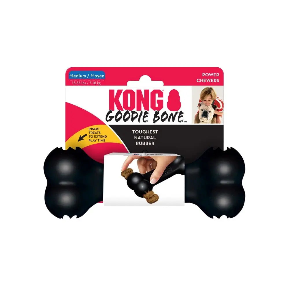 KONG - Extreme Goodie Bone - Durable Rubber Dog Bone for Power Chewers Pet Items Soccer Black Dock Pets Dogs Accessories Toy