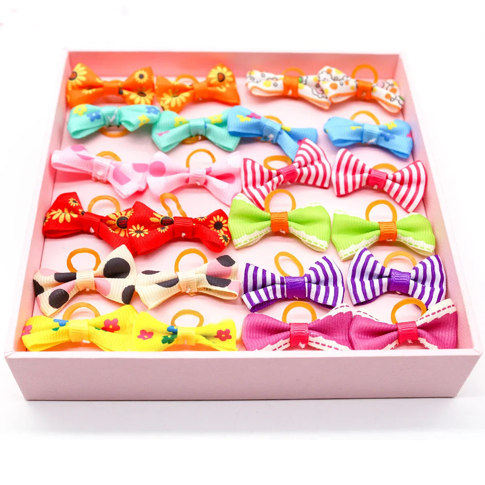 10/20/30pcs Small Dog Decorated Hair Bows Dog Bows Small Dogs Cat Grooming Accessories Dog Hair Rubber Bands Pet Supplies