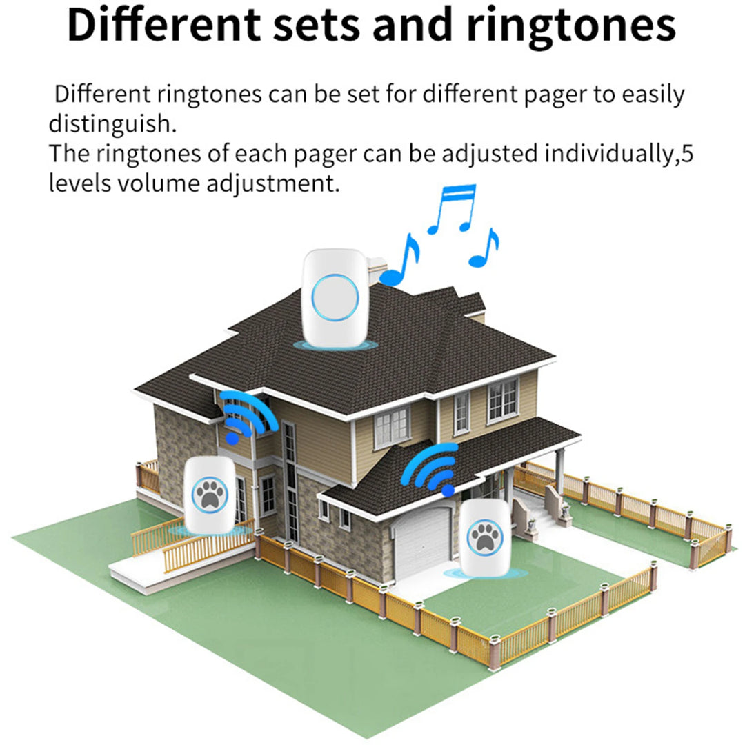 Wireless Dog Door Bell with 60 Melodies IP44 Waterproof Multipurpose Dog Bell for Communication Go Outside Pet Potty Training