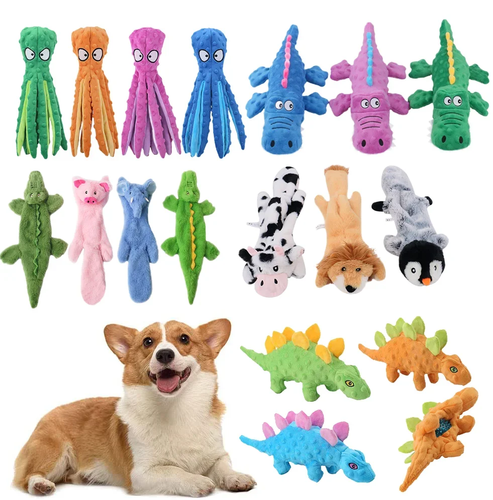 Pet Plush Toy Dog Sound Octopus Animal Shape Toy Interactive Dog Teeth Clean Chew Toy Pet Supplies For Small Meduim Large Dog