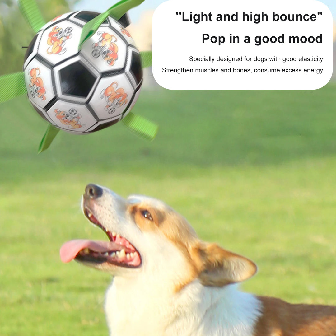 Dog Soccer Ball with Straps Interactive Dog balls Molar Relieve Boredom Dog Toys for Tug Games Fetch Dog Ball Outdoor Garden Toy