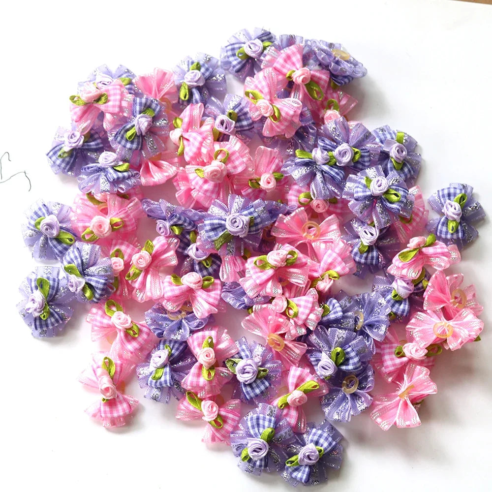 100pcs Pet Accessories Dog Bows Pet Dog Hair Bows Samll Dog Hair Grooming Products Large Dog Bows Flower Pet Supplies