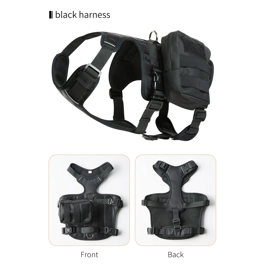 Pet Harness for Dog NO PULL Adjustable Harness Vest Reflective Breathable Tactical Dog Harness with Storage Bag Oxford Fabric