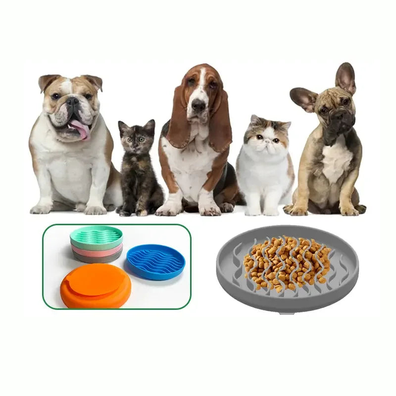 Pet Slow Food Bowl Feeding Silicone Anti-Choking Dish For Cats And Dogs Non-Slip Easy To Clean Thickened Licking Pads