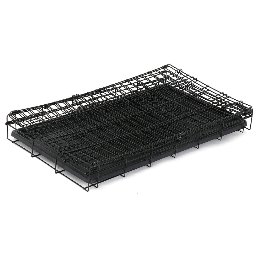 30'' Dog Crate Folding Metal Wire Dog Kennel Cage w/Tray Black