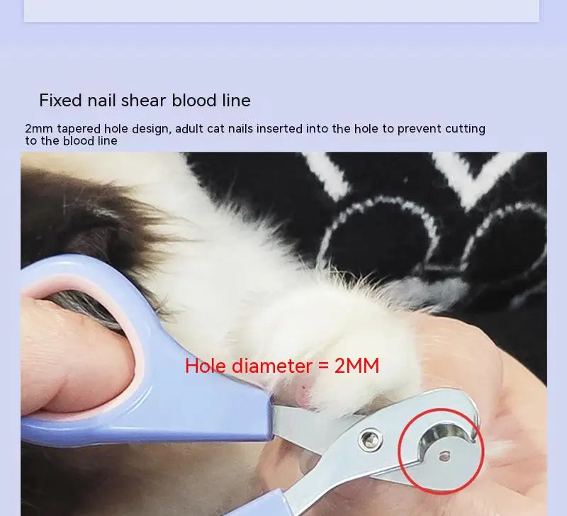 Pet nail clipper cat nail scissors stainless steel 2mm/3.5mm round hole cleaning and beauty tool scissors for cats and dogs