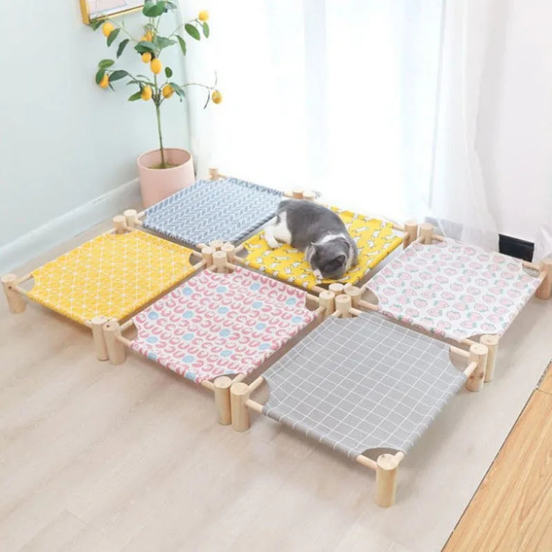 Pet Hammock Durable Cat Bed Four Seasons Universal Removable Washable Solid Wood Kennel Litter Dog Rabbit Pet House Supplies