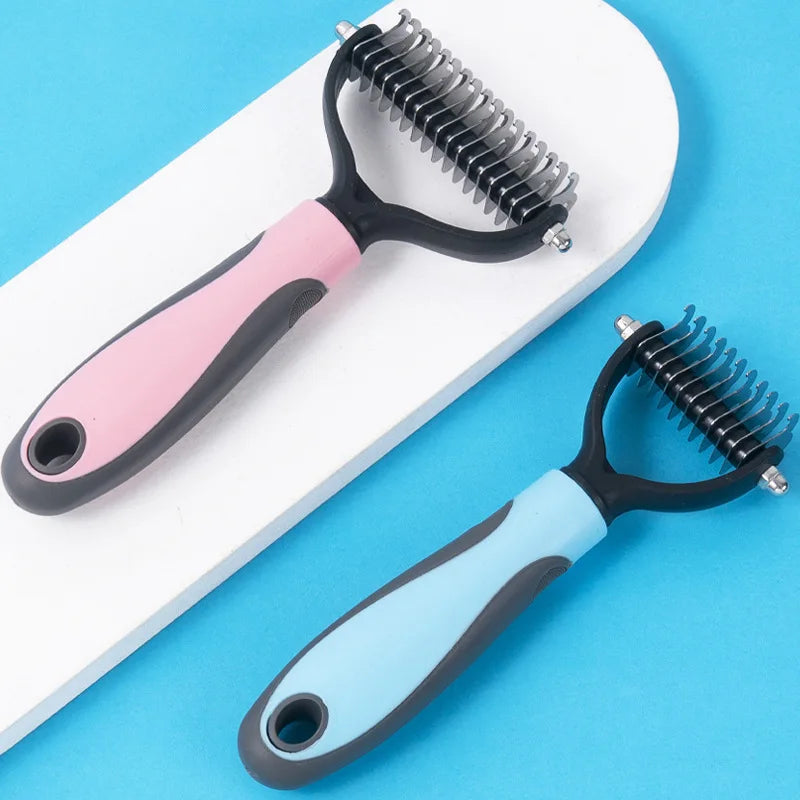 Pet cats and dogs universal stainless steel double-sided open knot comb cleaning comb hair remover beauty comb hair knife