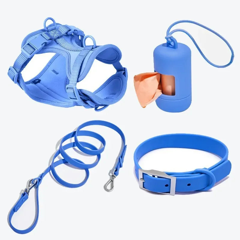 Dog Walking Set New Anti Bite Chest Strap Traction Rope Garbage Bags Box Dogs Chest Harnesses Collar Walking Dog Four Piece Set