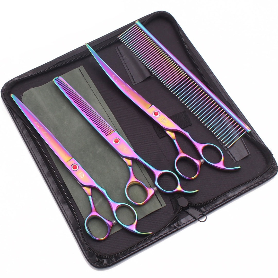 Purple Dragon 8 Inch Dog Grooming Scissors Thinning Shears Professional Cat Pet Scissors Hair Comb Cutting High Quality Z3015-b