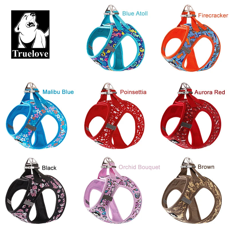 Truelove Pet Harness Soft Air Mesh Adjustable Reflective Pet Vest Small and Medium Breeds No Pull Adjustable Dog Harness TLH3016