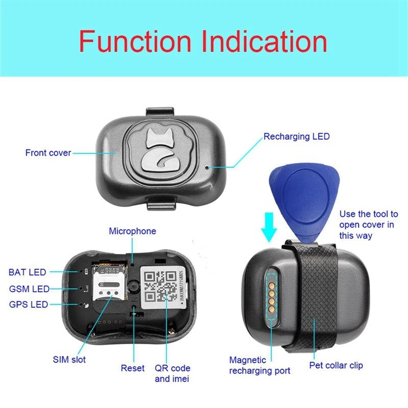 2G Gps Tracker for Dog Locator Waterproof Anti-Lost Device Smart Phone Object Finder Small Alarm Pet Anti-Theft