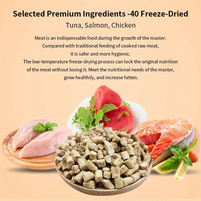 Pet freeze-dried raw meat full price full-term cat food salmon chicken tuna