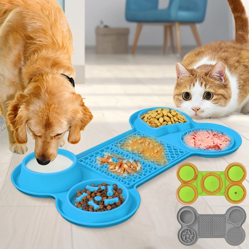 Dog Feeding Bowl Slow Food Mat Silicone Licking Mat For Dogs Cats Food Bowl With Suction Cup Pet Feede Dog Accessory Supplies