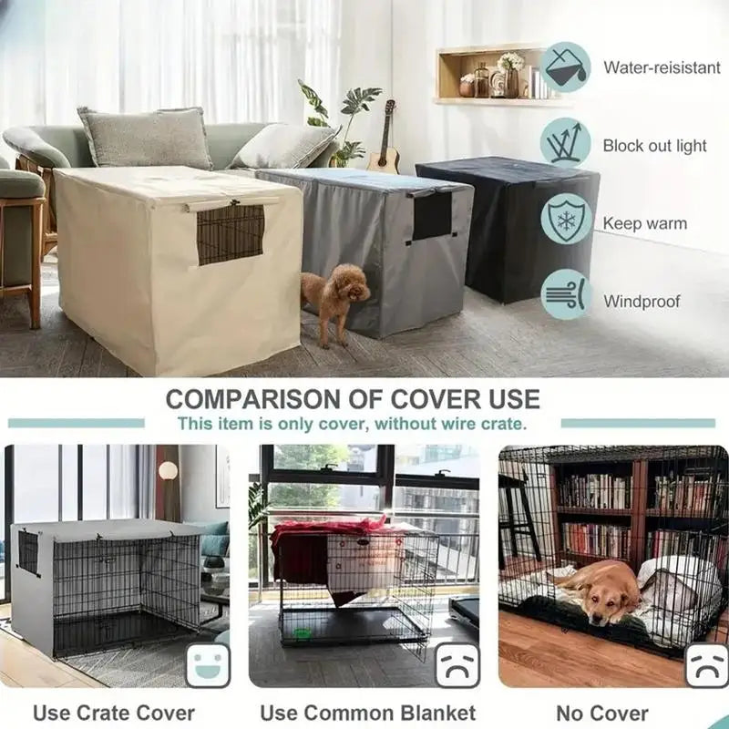 Pet Cage Cover Oxford Pet Crate Cover Pet Crate Cover Windproof Dog Kennel Cover Waterproof Dog Cat Cage Cover For Indoor