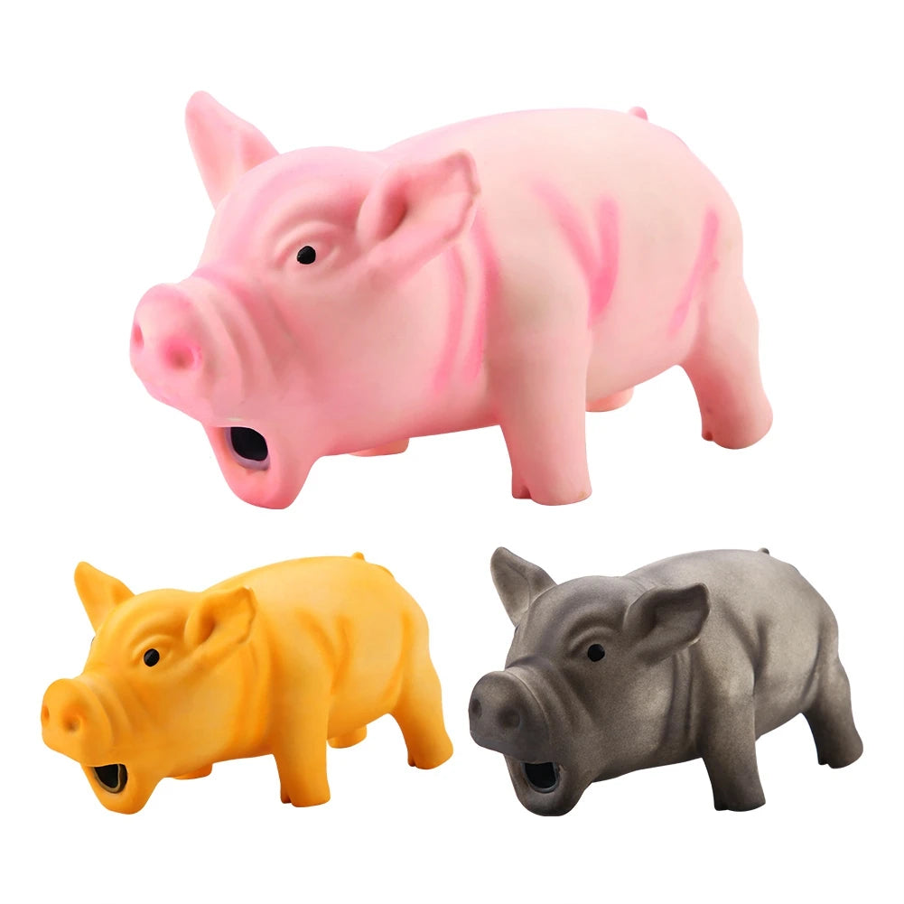 1Pc Cute Rubber Sound Pig Grunting Squeak Latex Pet Chew Toys for Dog Squeaker Chew Training Puppy Supplies Pet Products