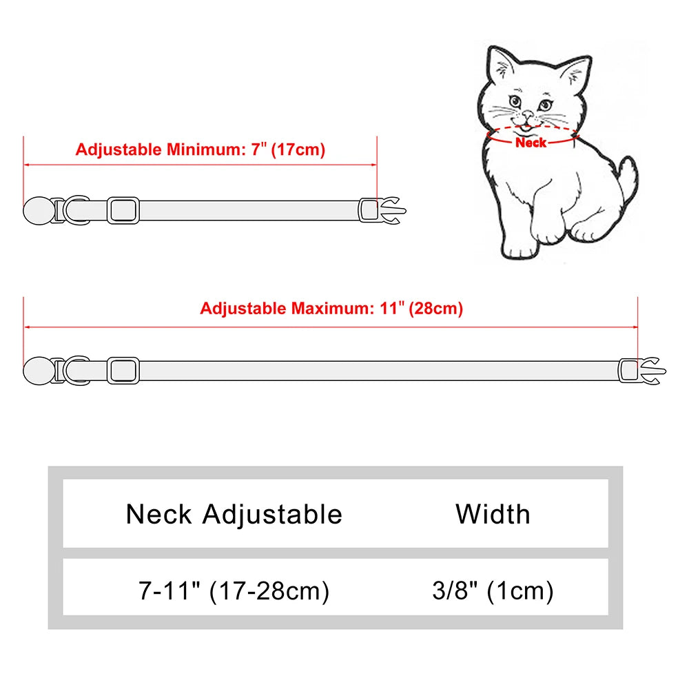 Personalized Printed Cat Collar Adjustable Kitten Puppy Collars With Free Engraved ID Nameplate Bell Anti-lost Cats Collars