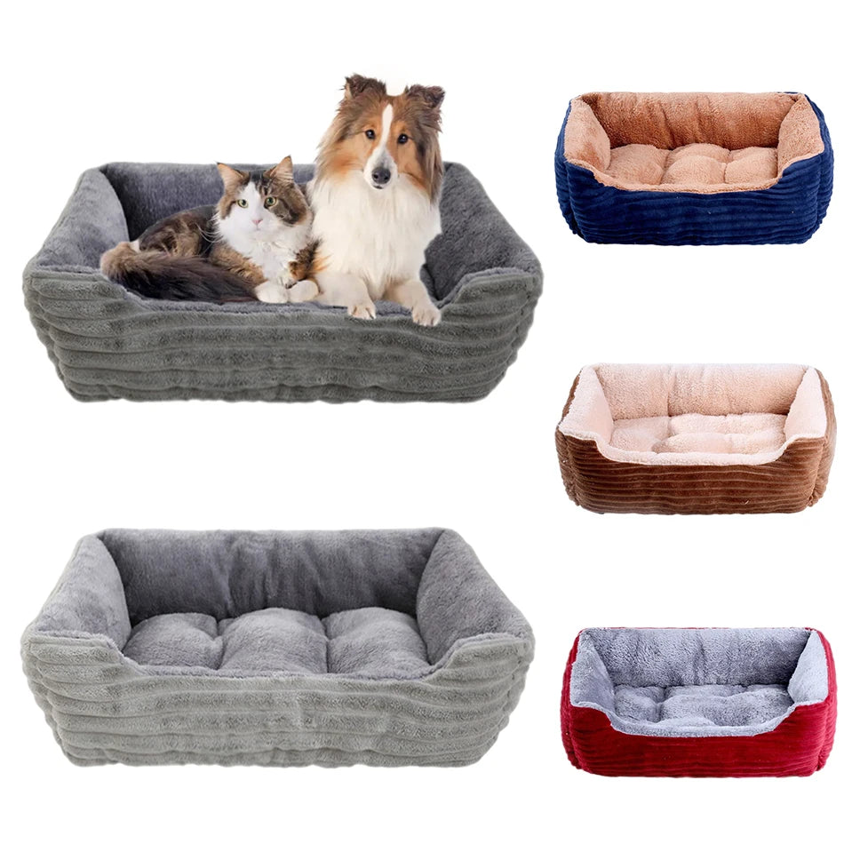 Bed for Dog Cat Pet Sofa Bed Square Dog Bed Soft Plush Warm Pad House Washable Puppy Cat Sleep Nest Pet Kennel Cushion Universal