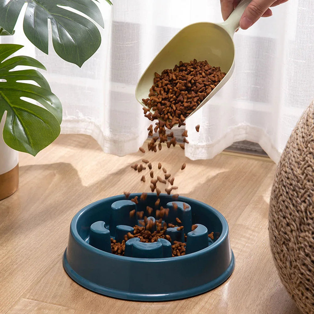 Pet Dog Bowl Slow Food Feeder Non-slip Anti Choking Cat Thickened Plastic Plate Bowls Healthy Anxiety Relief Dish Pet Supply