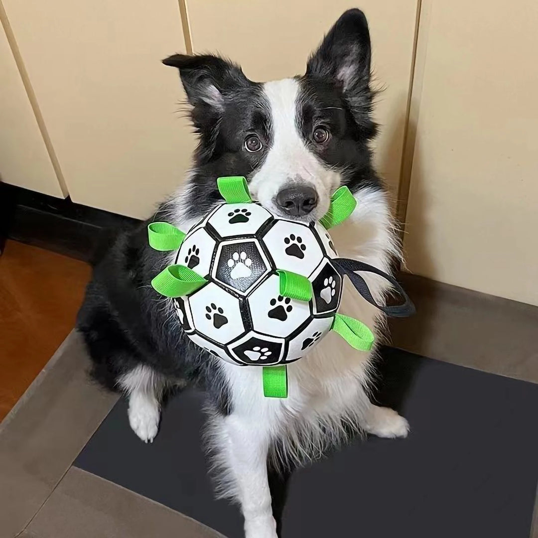 Dog Toys Soccer Ball with Grab Tabs Interactive Dog Balls Toys Durable Puppy Outdoor Training Soccer Pet Football Toys