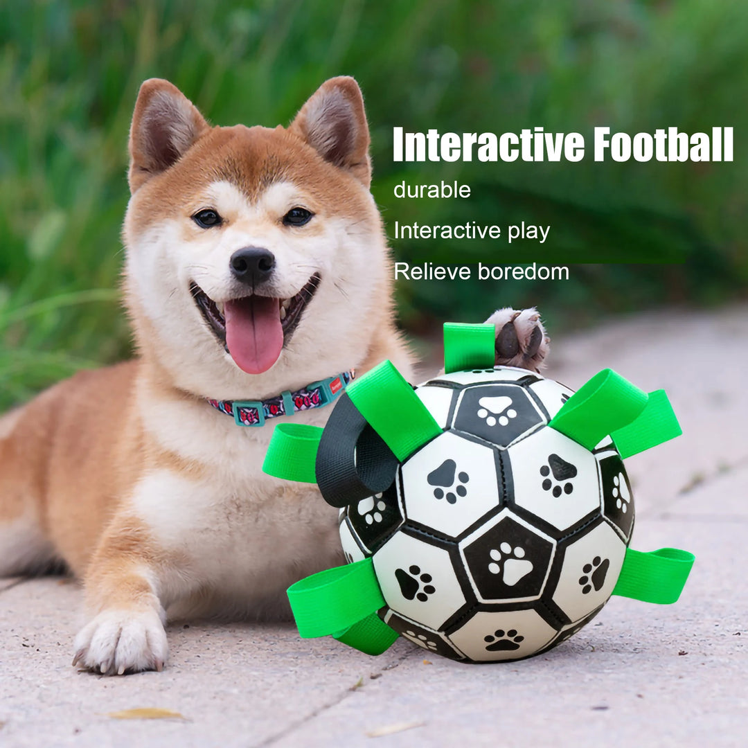 Dog Toys Soccer Ball with Grab Tabs Interactive Dog Balls Toys Durable Puppy Outdoor Training Soccer Pet Football Toys