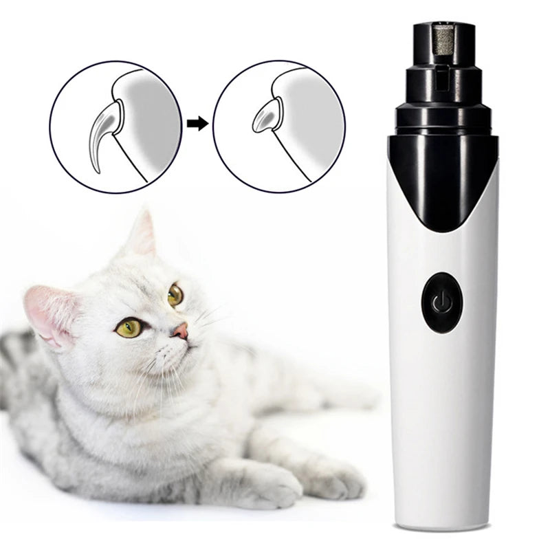 Electric Pet Nail Grinder LED Light Cat Dogs Nail Clippers USB Rechargeable Paws Nail Cutter Grooming Trimmer Pet Supplies