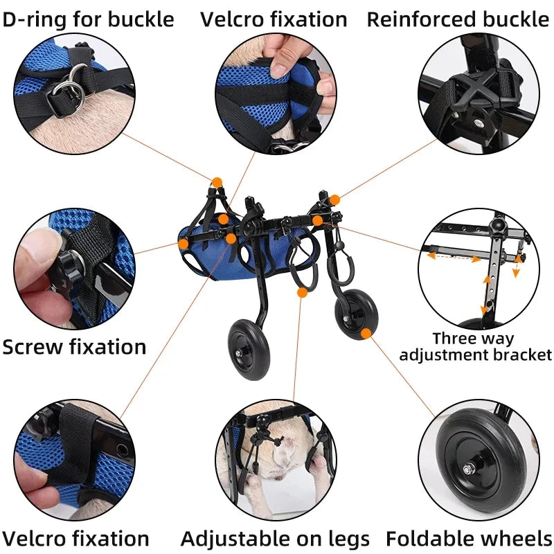 Adjustable Dog Wheelchair Hind Limb Hind Leg Disabled Pet Cat Dogs Mobility Aid Trolley Legs Rehabilitation Light Pet Walk Tools